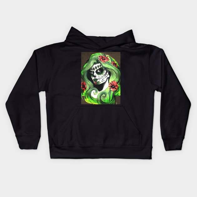 Day of the Dead Ivy Kids Hoodie by ArtofBREED